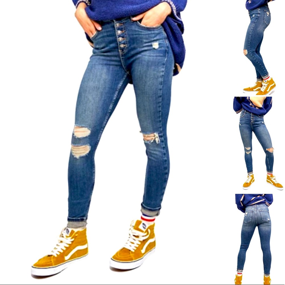 Free People Sabrina Super Skinny Distressed Jeans